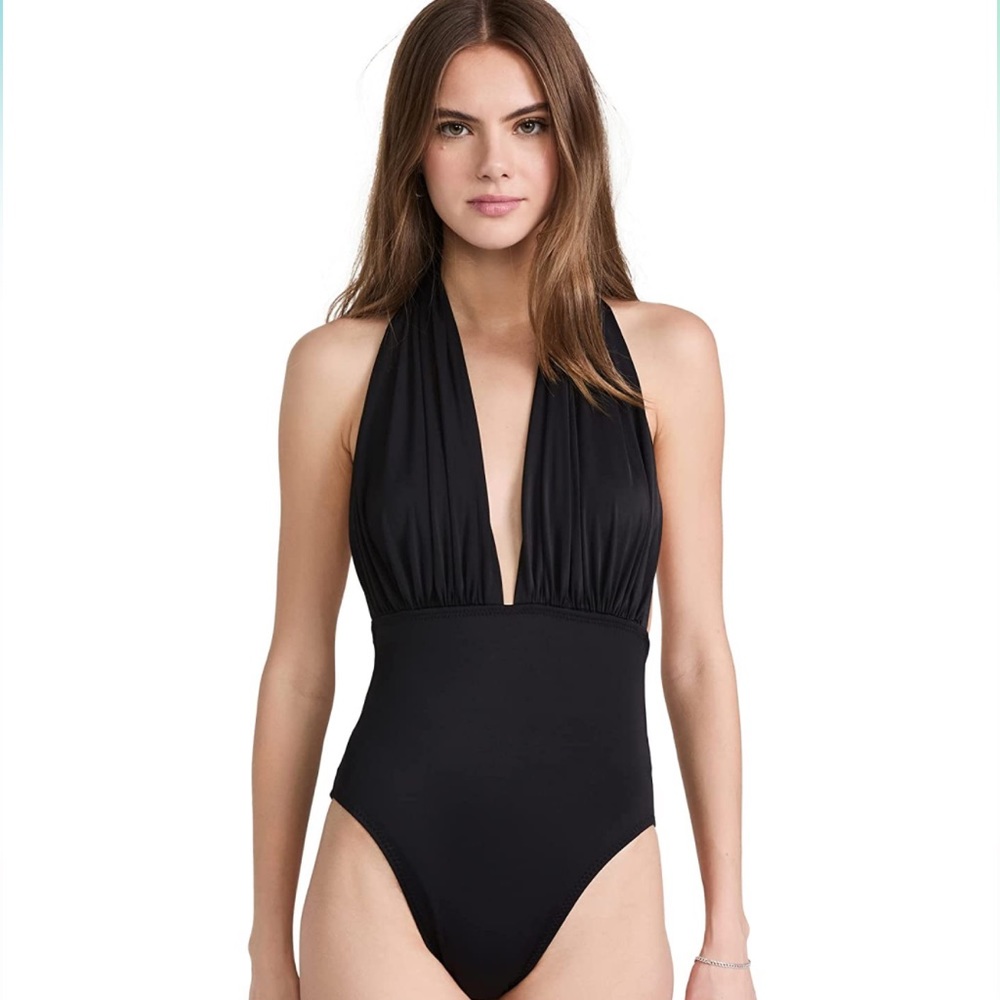 Norma Kamali Women's Halter One Piece Swimsuit.        Black.     M      NWT